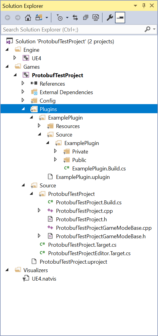 Screenshot of the Visual Studio Solution Explorer